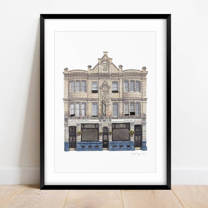 Hackney - Adam and Eve Pub - Giclée Print (unframed) - Homer for wholesale by Ana Gallego Illustrations