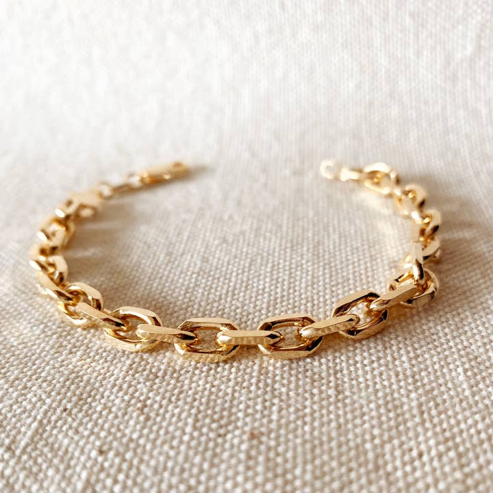 GoldFi - Wholesale Link & Chain Bracelet - 18k Gold Filled 7mm Link Bracelet3