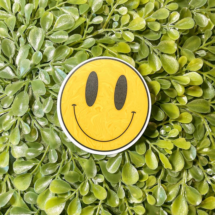 Sharp Thoughtlings - Wholesale Sticker - Yellow Swirly Smiley Face Sticker