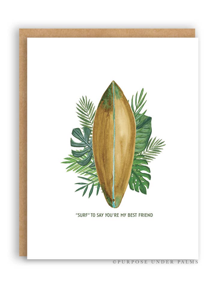 Surf to Say You're My Best Friend Greeting Card for wholesale by Purpose Under Palms
