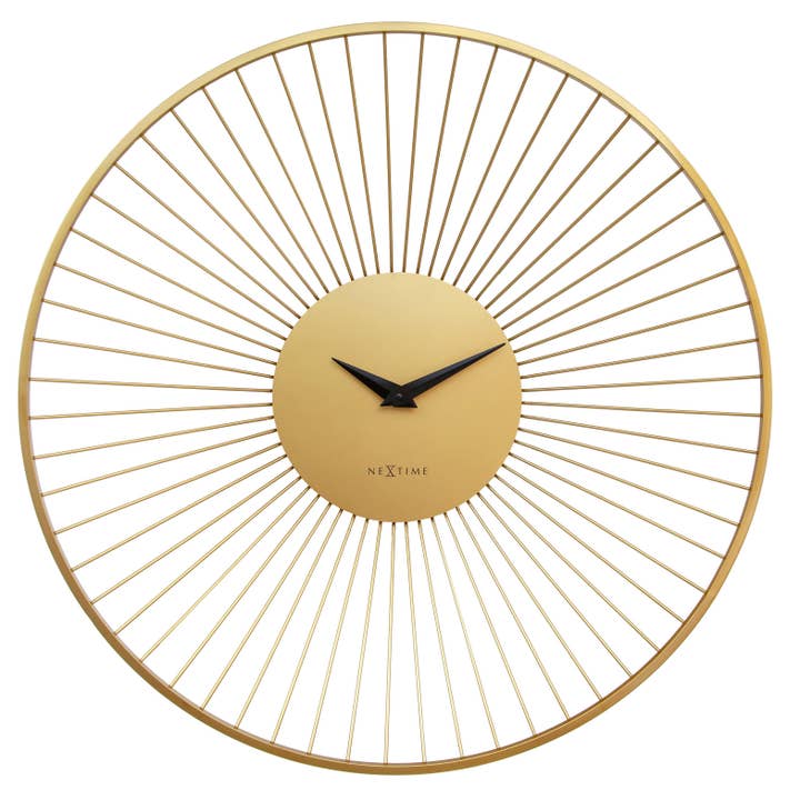 NeXtime Vasco Large, Round 31.5-Inch Gold Metal Wall Clock for wholesale by Unek Goods LLC