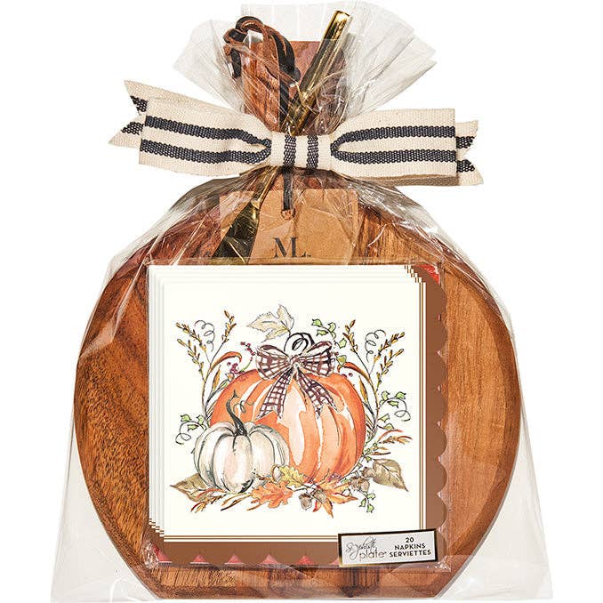 Sophistiplate - Wholesale Cheese Board - 9.75" x 8" Board Gift Kit: Turkey and Gourds0