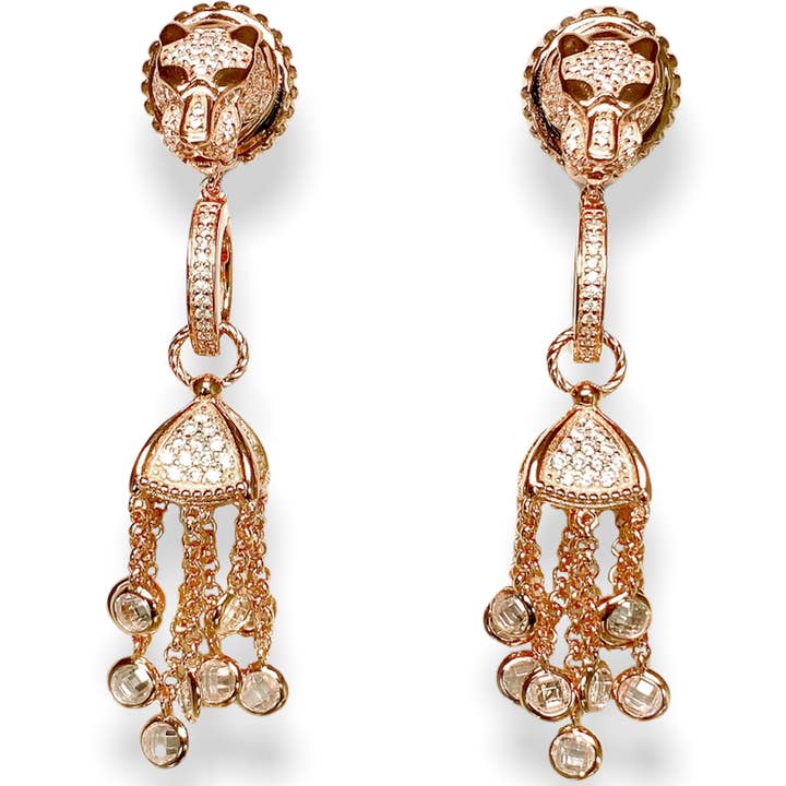 Leopard Chandelier Rose Earrings for wholesale by Chatoyant