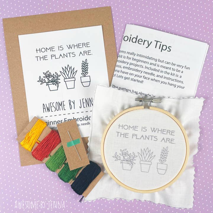 House Plants DIY Hand Embroidery Kit for wholesale by Awesome by Jenna