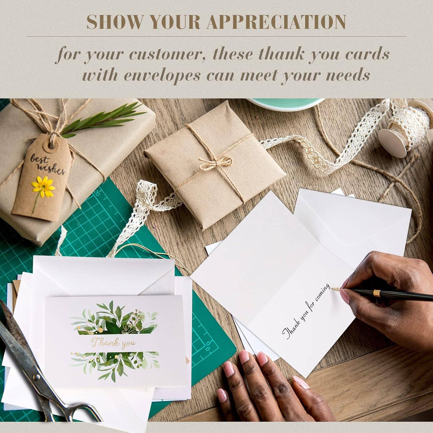 Crover - Wholesale Thank You Card - 4" x 6" Eucalyptus Thank You Cards with Envelopes 4