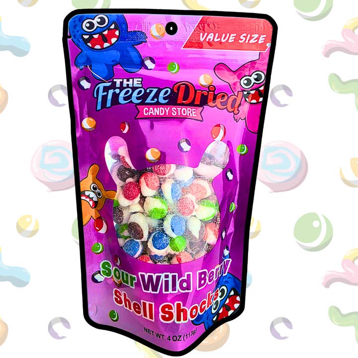 Sour Wild Berry Shell Shocks for wholesale by The Freeze Dried Candy Store