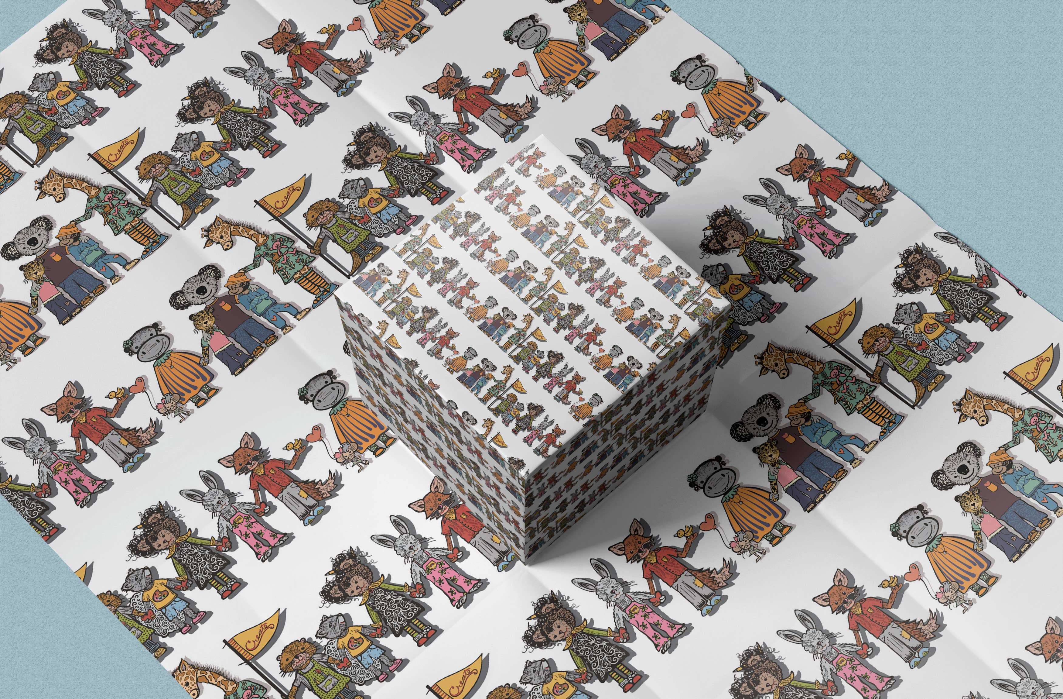 Block21Prints - Wholesale Wrapping Paper Roll - Animal Community Wrapping Paper – 2 Sheets, Gift Wrap4
