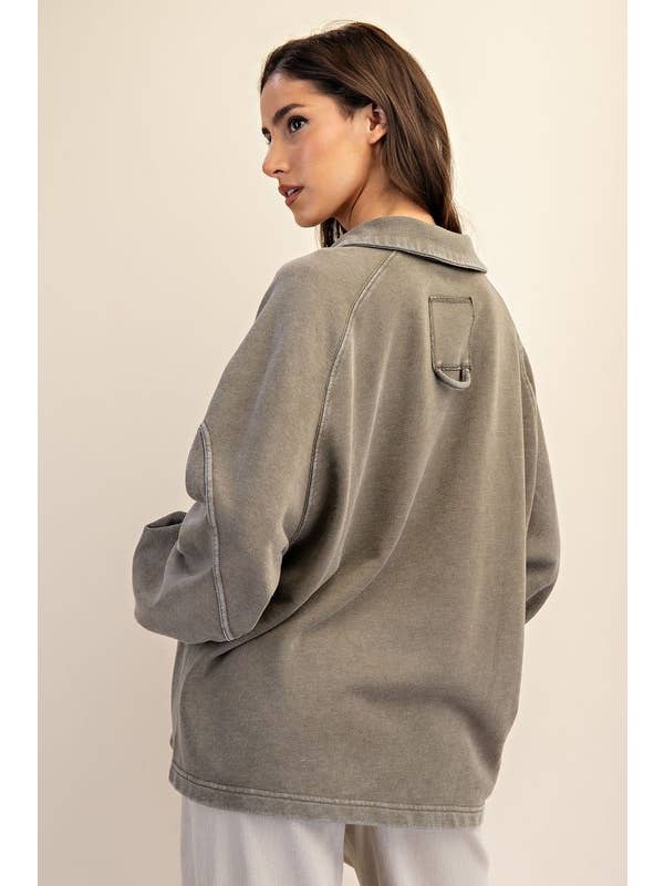 Sunday Morning - Wholesale Sweatshirt - Women's - T170037 LONG SLEEVE MINERAL WASHED POLO SWEATSHIRT16