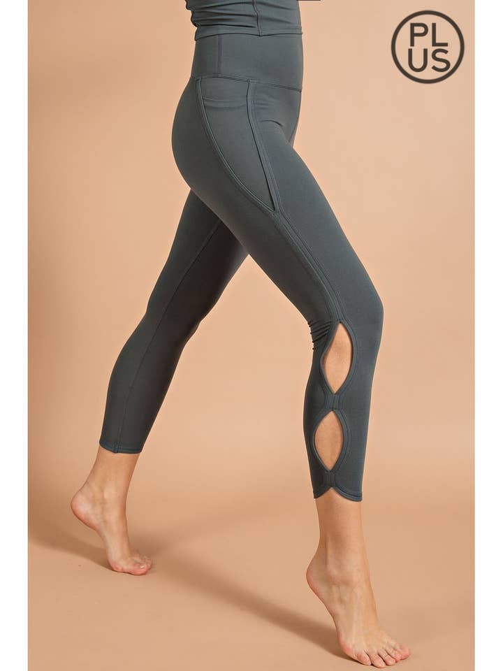 PLUS SIZE BUTTER HIGH RISE CROPPED YOGA LEGGINGS for wholesale by Rae Mode