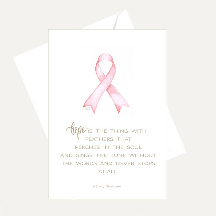 Breast Cancer - Hope the Thing with Feathers - Friend Card for wholesale by Bellflower Girl