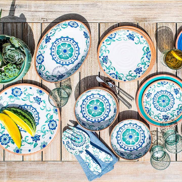 Rio Turquoise Floral Plant Based Dinnerware Collection for wholesale by Abode Homewares by TarHong