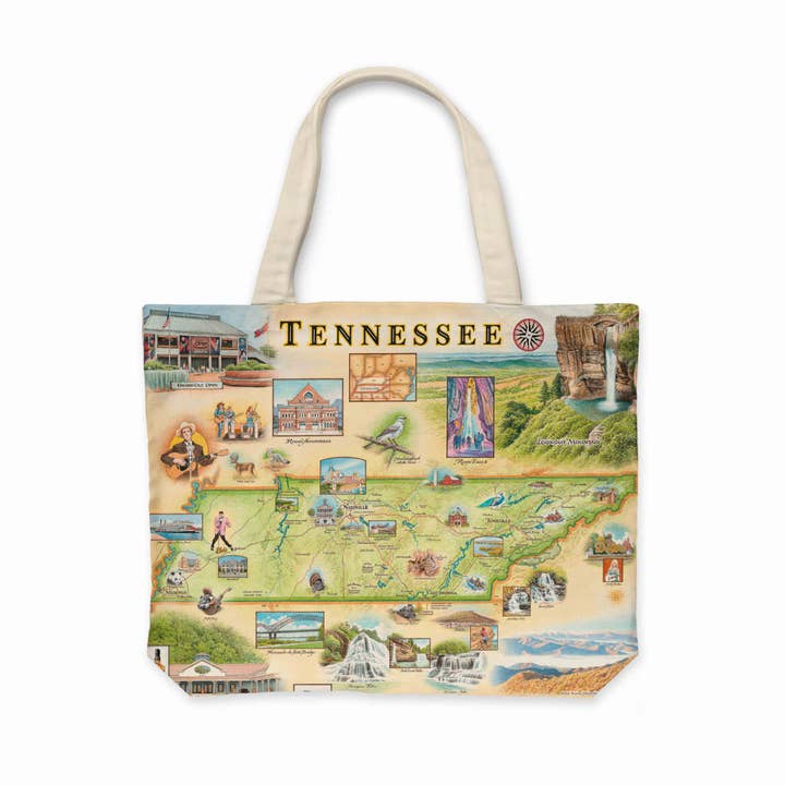 Tennessee Map Canvas Tote Bag for wholesale by XPLORER MAPS