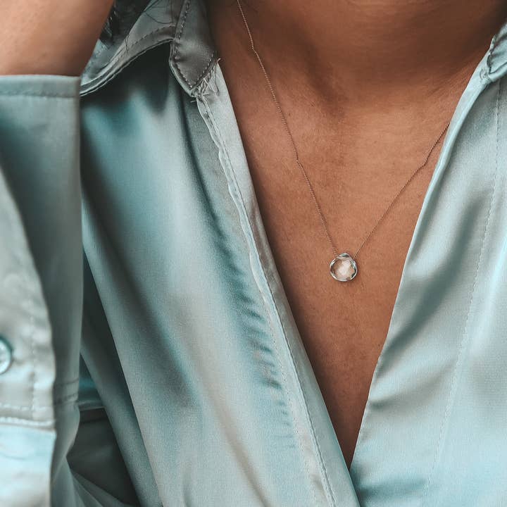 Bali Soul – wholesale Pendant/charm necklace – Aquamarine Silk Cord Necklace, March Birthstone