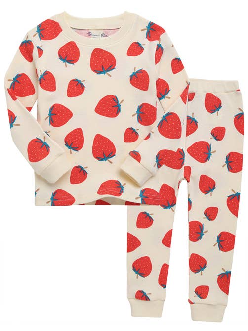 Red Berry Berry Cotton Long Sleeve PJs for wholesale on Faire