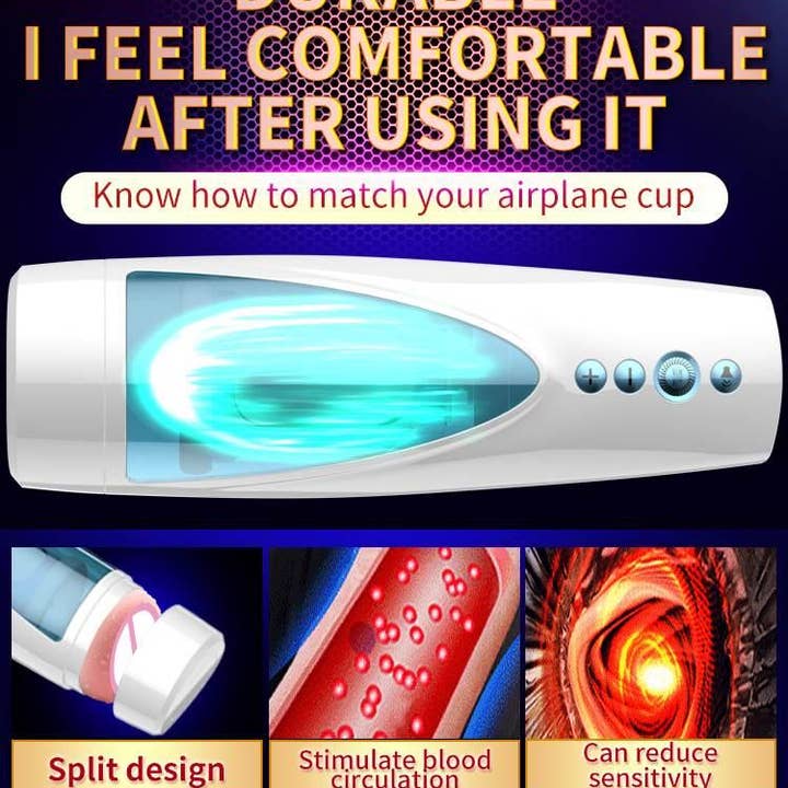 Kinky Pleasure - Wholesale Sex toy - Foxshow - 63-00041 - Big size - 32 Cm - Masturbator cup - Vibrating, Rotating and Flashing Masturbation - USB rechargeable - 10 speed + 10 Function / Talk Mode - Dia outside 10 cm - Luxury Giftbox - white /with blue7