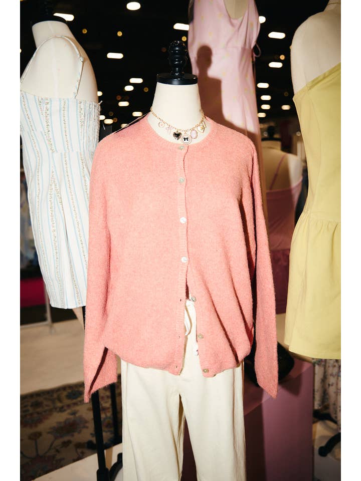 LE LIS - Wholesale Cardigan - Women's - LONG SLEEVE CREW NECK SWEATER CARDIGAN43