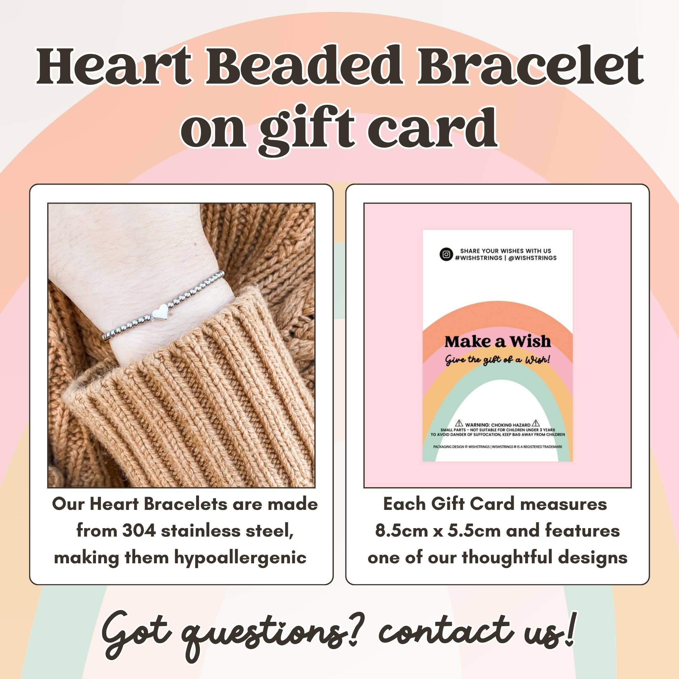 WishStrings - Vendita all'ingrosso Bracciale con perline - GRANDE ABBRACCIO - Braccialetto con Perline a Cuore - J0871
