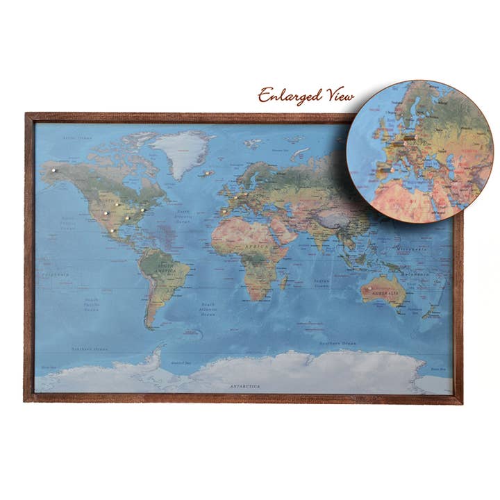 24x16 Ocean Blue Magnetic World Map - SM001 for wholesale by Driftless Studios