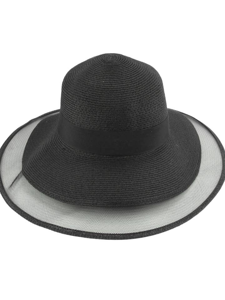 Mesh Trim Woven Sun Hat for wholesale by SP Sophia Collection