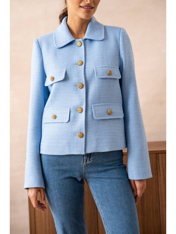 Attentif Paris - Wholesale Jacket - Women's - Straight cut plain tweed jacket19