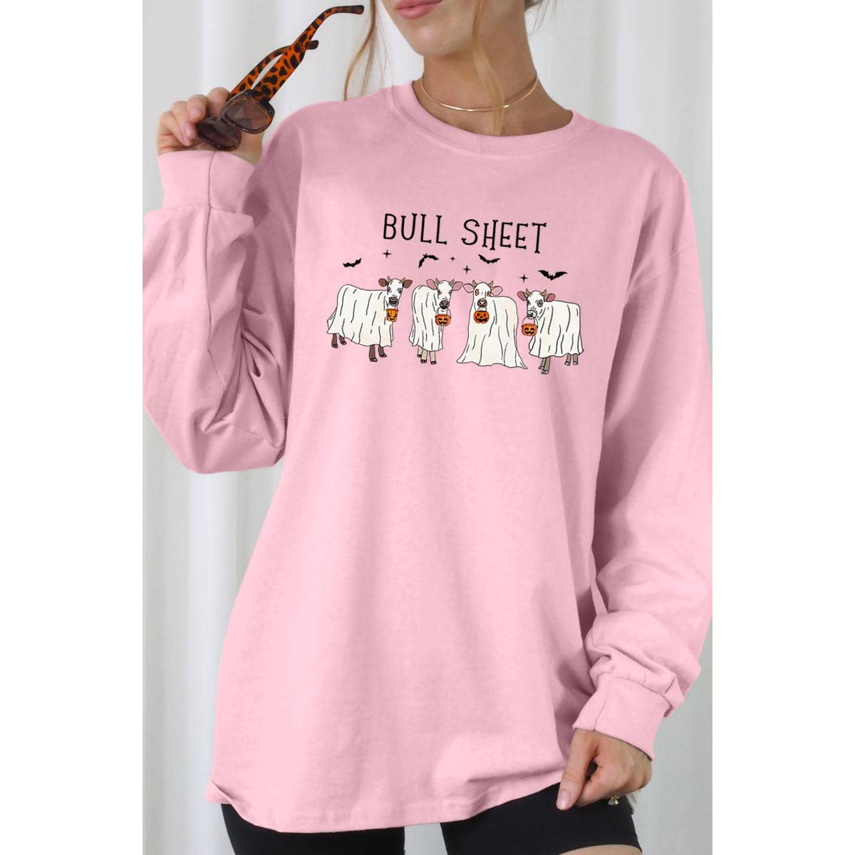 COLORBEAR - Wholesale Graphic Sweatshirt - Women's - BULL SHEET,HALLOWEEN,GHOST COWS UNISEX RIB CUFFS LONG5