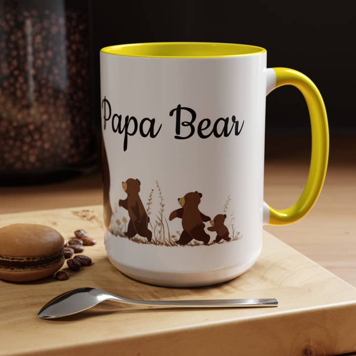 Upside Down Owl Farm - Wholesale Coffee Mug - Papa Bear Mug – Heartwarming Father & Baby Cubs Bear Design