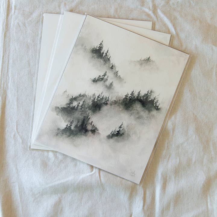 Sarah Jane Studio Art - Wholesale Art Print - Foggy Trees Watercolor Print3