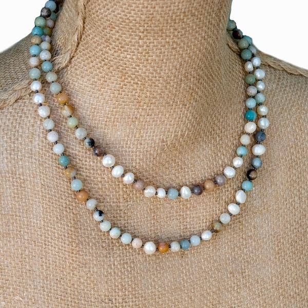 Hand Knotted Amazonite Peaceful Necklace for wholesale by RockHill Designs