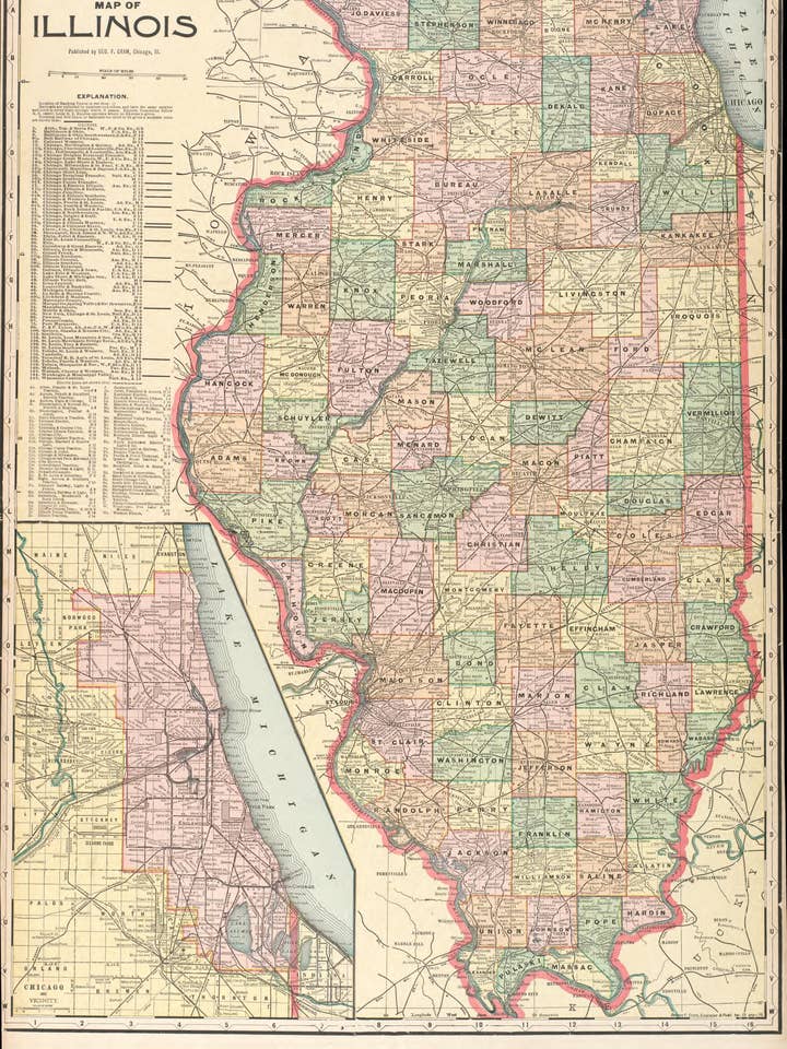 Illinois from Standard Atlas of Madison County, Illinois 1906 for wholesale by Relic Map Co.
