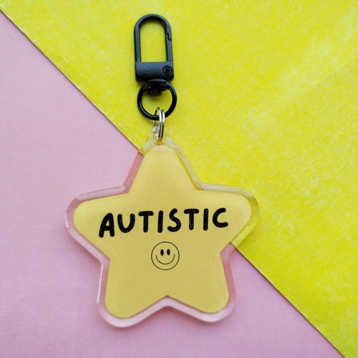 Keychain Acrylic Glitter Epoxy - autistic star autism for wholesale by kristykatko