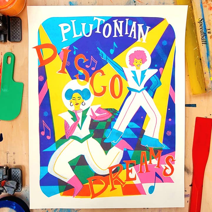 Secret Planet - Venta al por mayor Pósteres - Póster serigrafiado Plutonian Disco Dreams