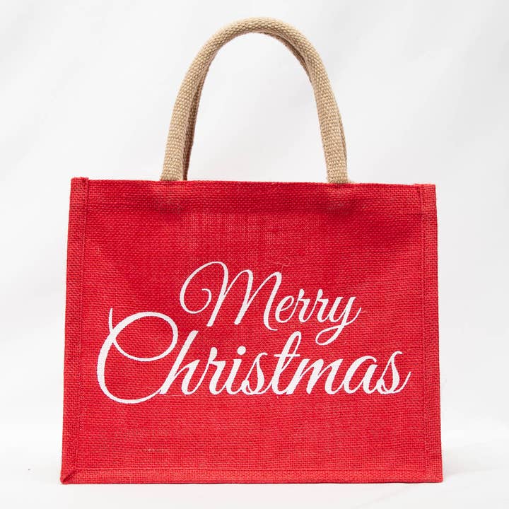 Classic Merry Christmas  Gift Tote   Red/White   12x10x8 for wholesale by The Royal Standard
