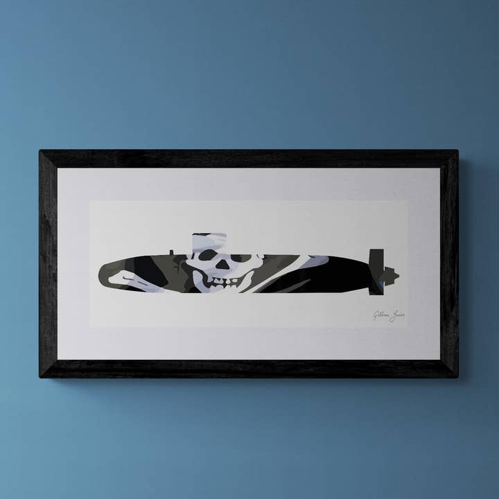 Trafalgar Class Submarine Jolly Roger Print for wholesale by Gillian Jones Designs