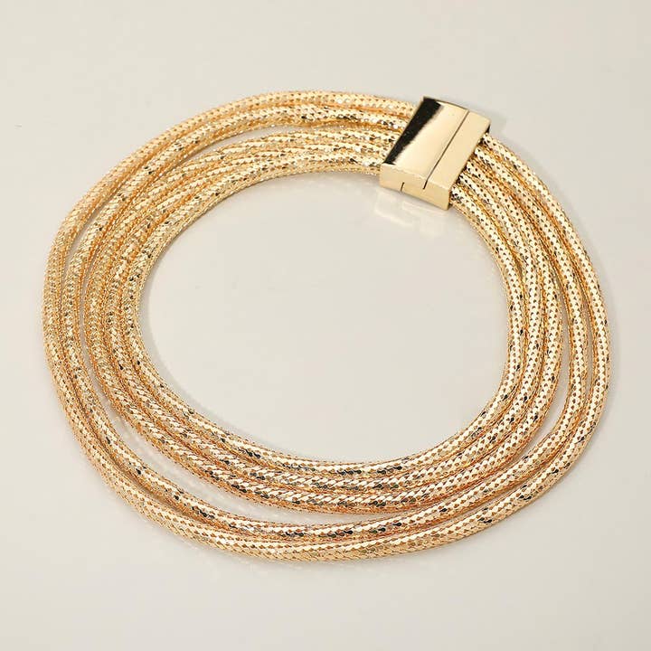 Djärv flertrådig texturerad kedja statement magnetiskt halsband för wholesale av Sensibling Corp.