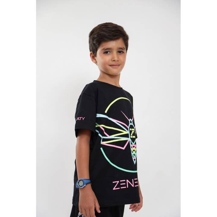 Zenelaty - Vendita all'ingrosso Maglietta serigrafata - Bambini - Magliette Bambino Neon Taglia 5-6 anni
