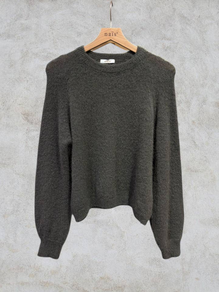 NAÏS PARIS - Wholesale Knit Sweater - Women's - Round neck sweater with buttoned sleeves in kid mohair and merino wool11