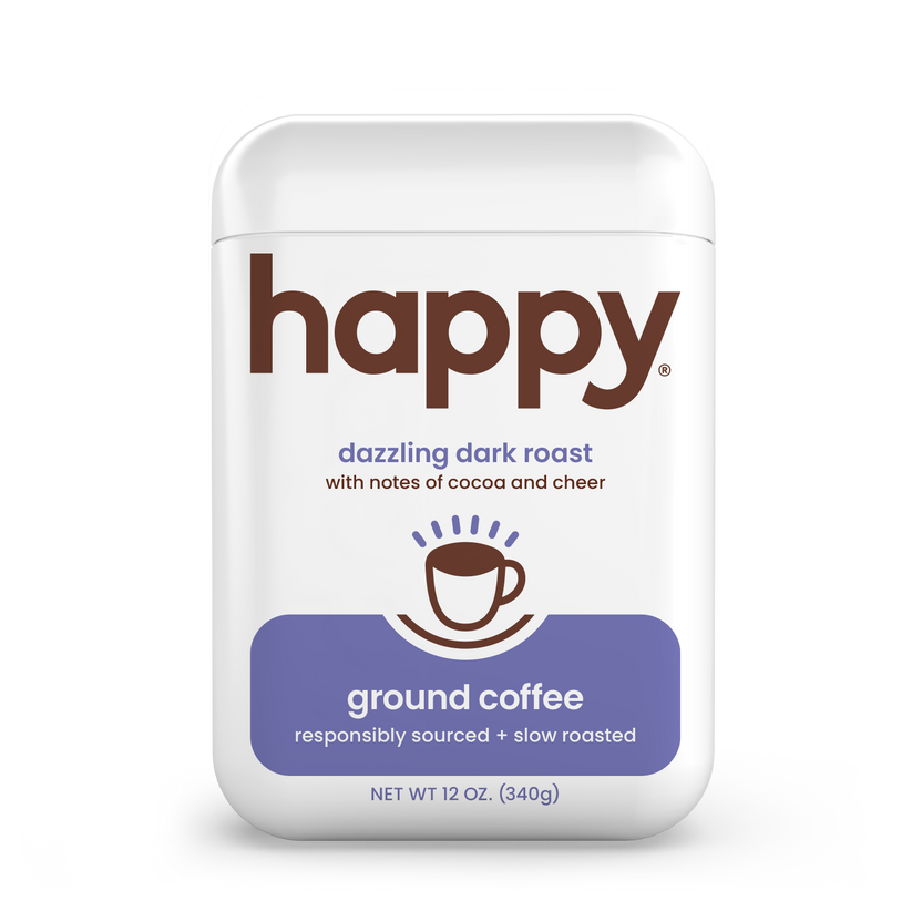 KeHE Distributors, LLC - Wholesale Ground Coffee - Happy Dazzling Dark Roast Ground Coffee, 12oz0