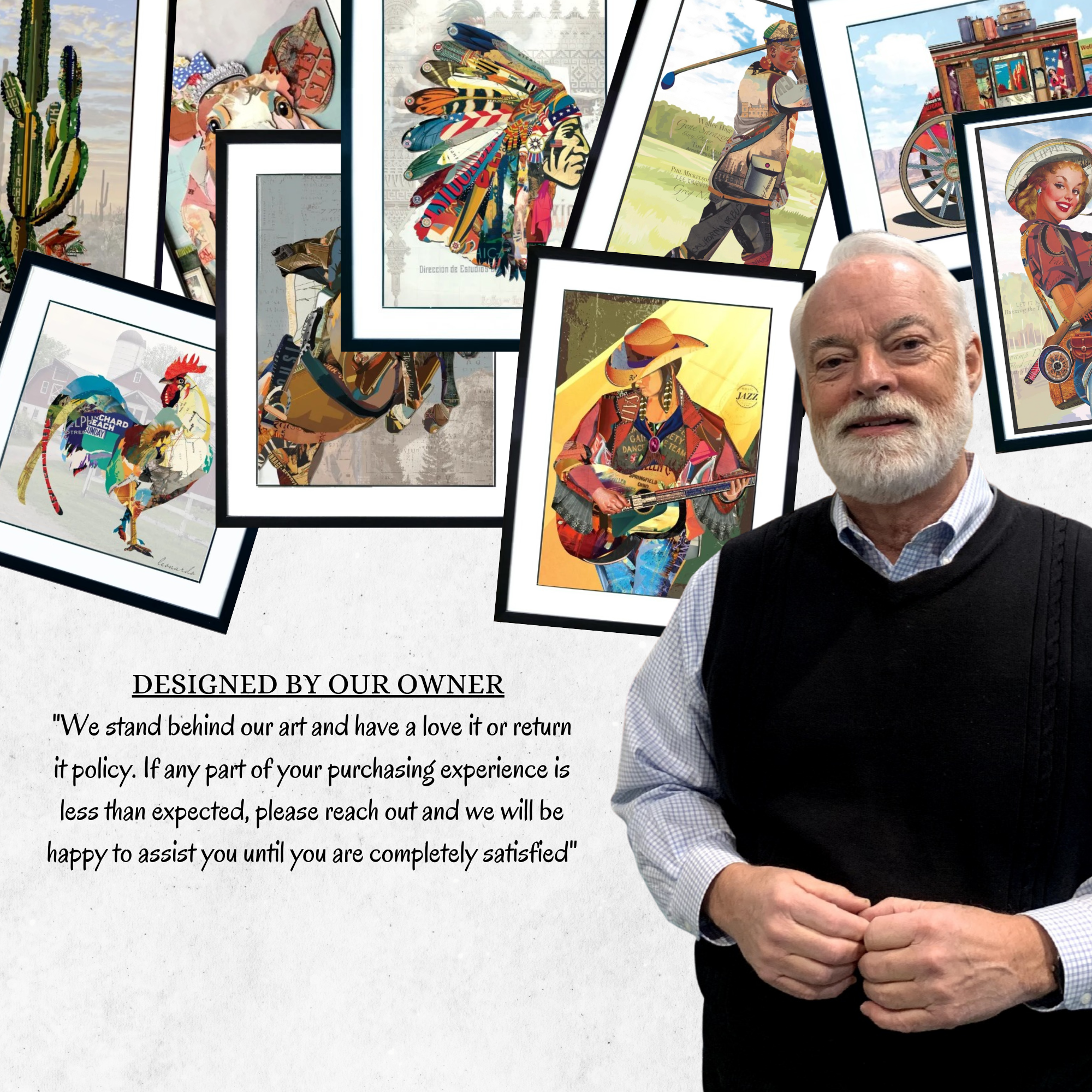 Canterbury Lane - Wholesale Art Print - 3D Collage Art | Howdy Hat Barrel Racer (26"x26")8