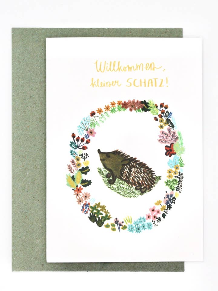 Cute Sleeping Hedgehog | New Baby Card for wholesale by Colourina Design