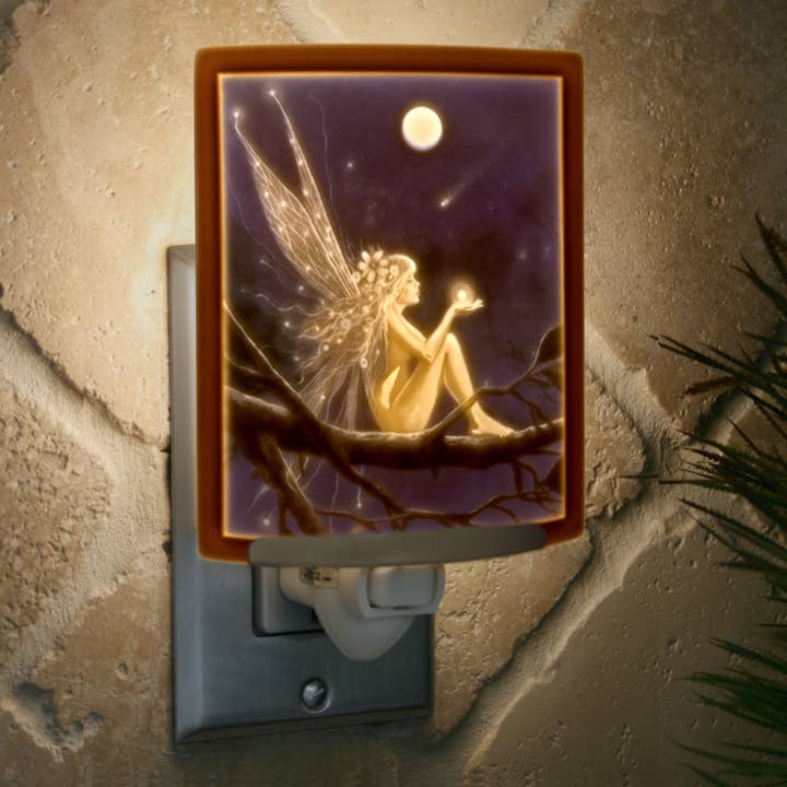 Catch a Falling Star Porcelain Colored Night Light for wholesale by The Porcelain Garden Inc.