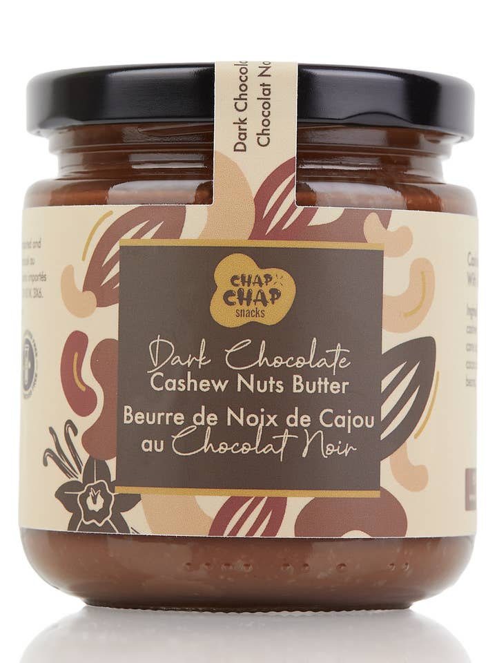 Beurre de cajou au chocolat noir pour la vente par CHAP CHAP SNACKS