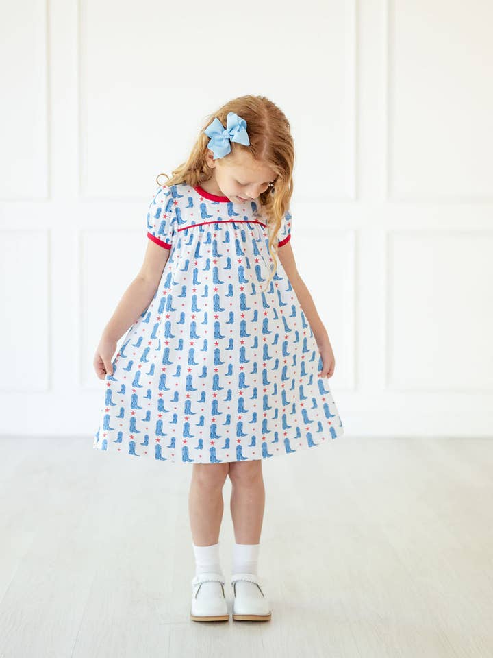 Red, White and Blue Boots Catherine Dress for wholesale by Ruth and Ralph