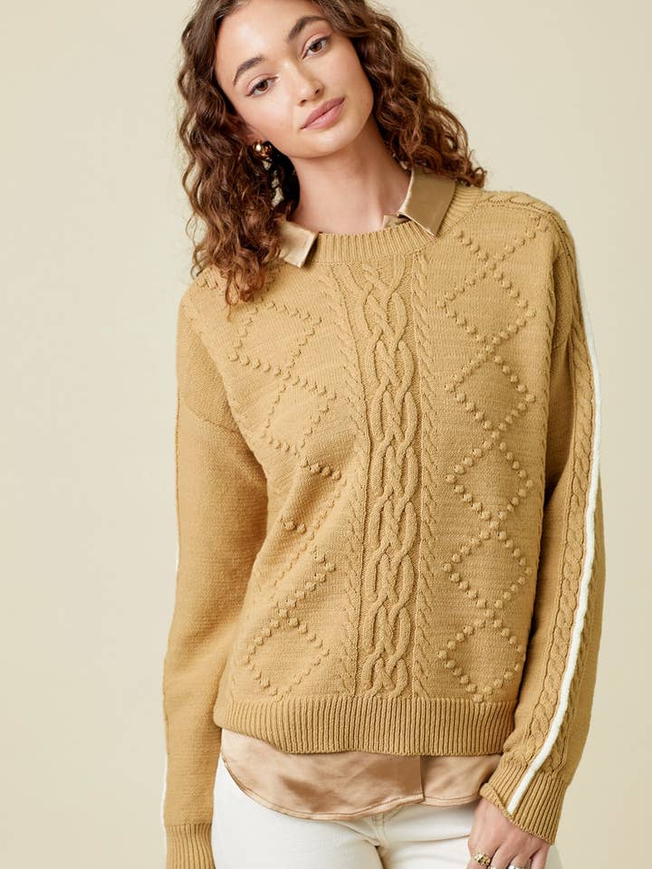 Mystree – wholesale Knitted jumper – Women′s – 60317 Piping Sleeve Cable Sweater0