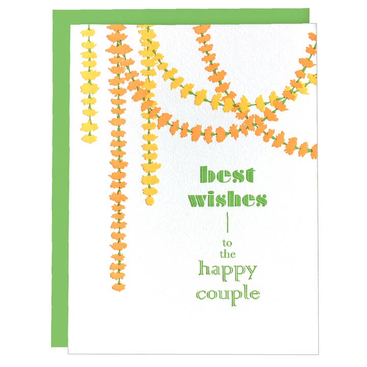 Marigold Garland Wedding Card for wholesale by Navy Midnight Press