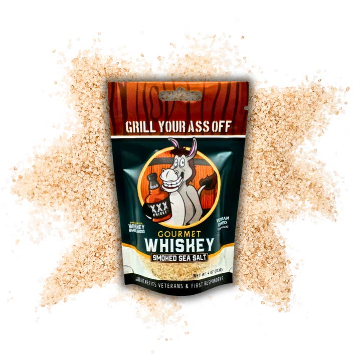 Grill Your Ass Off - Spices, Rubs, Seasonings, Sauces, Jerky - Wholesale Salt - Whiskey Smoked Sea Salt - Savory, Bourbon, Finishing, Meat
