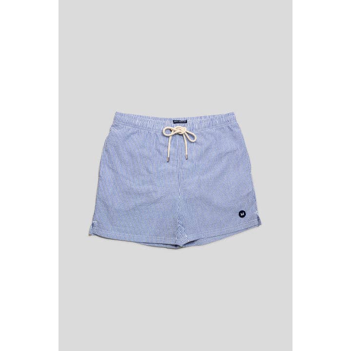 Navyblå seersucker-badetøj for engroshandel hos Custi Mikelo: Made in Spain