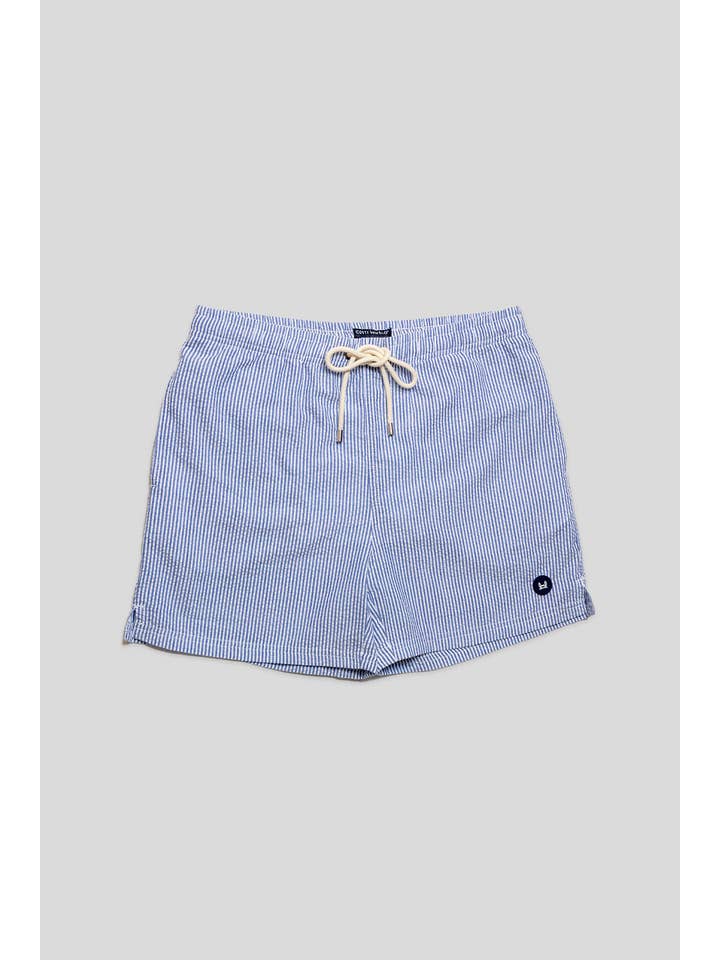 Custi Mikelo: Men's Clothing & Christmas Gifts - Wholesale Swim Shorts - Men's - Navy Seersucker Swimsuit