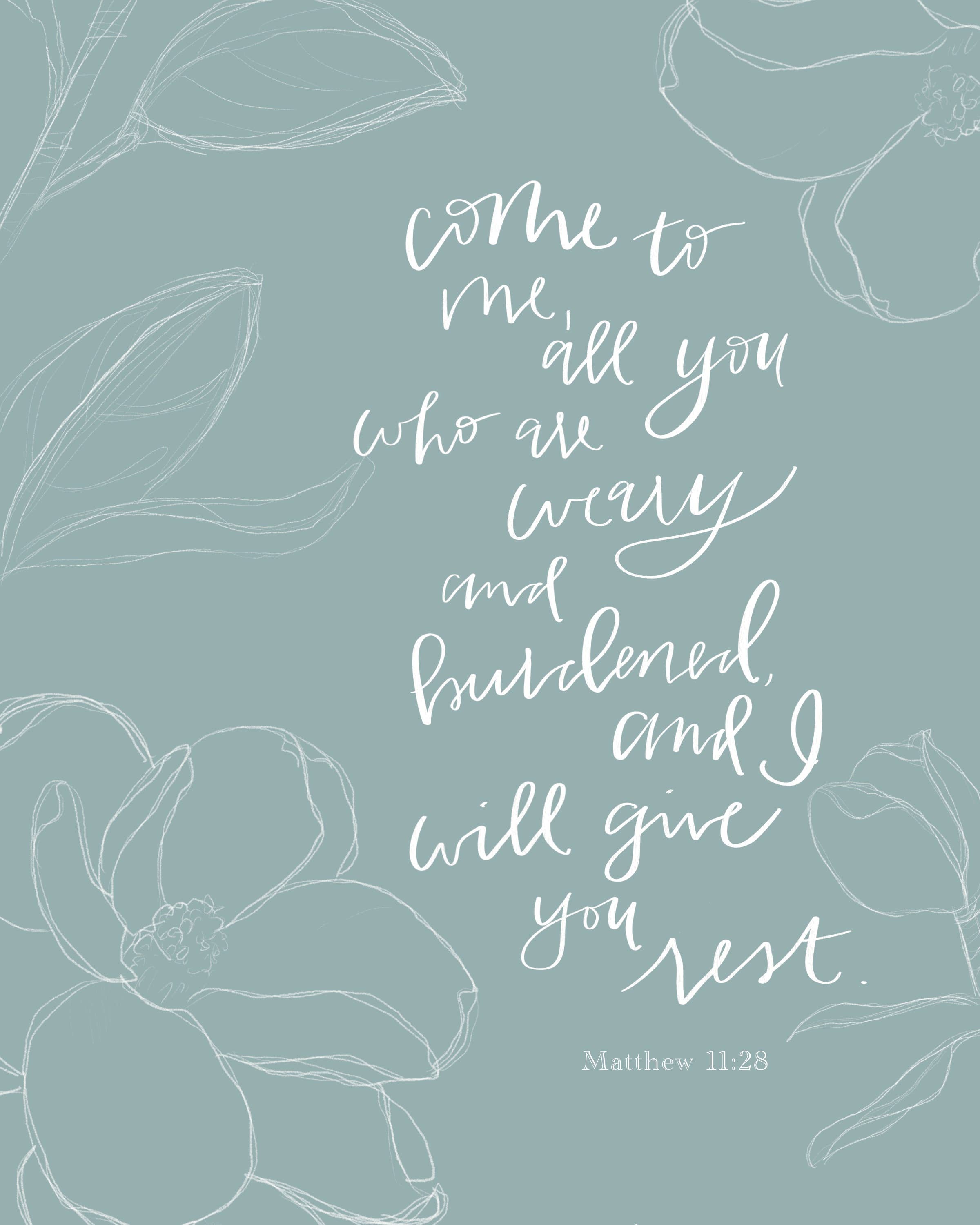 Grace Notes Ltd. - Christian Art and Gifts - Wholesale Art Print - Matthew 11:28 - Hand Lettered Bible Verse Scripture Print0