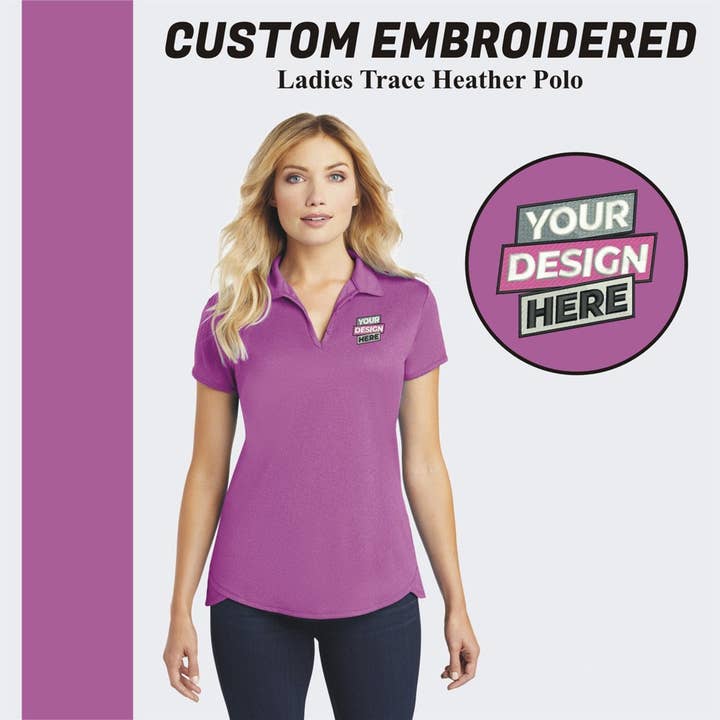 Custom Embroidered Women's Trace Heather Polo ( 6 Pcs ) for wholesale by TSS Printing
