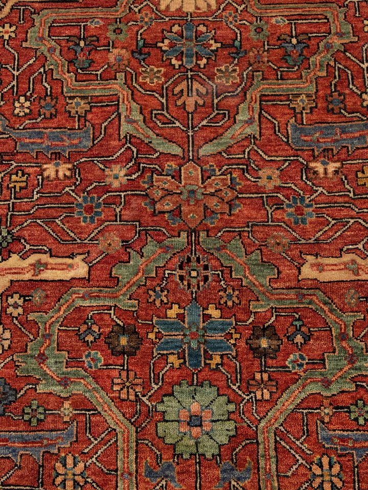 8x10 Vintage Persian Rug, Hand-Knotted Red Cream Wool for wholesale by Aesthetic Homes LLC